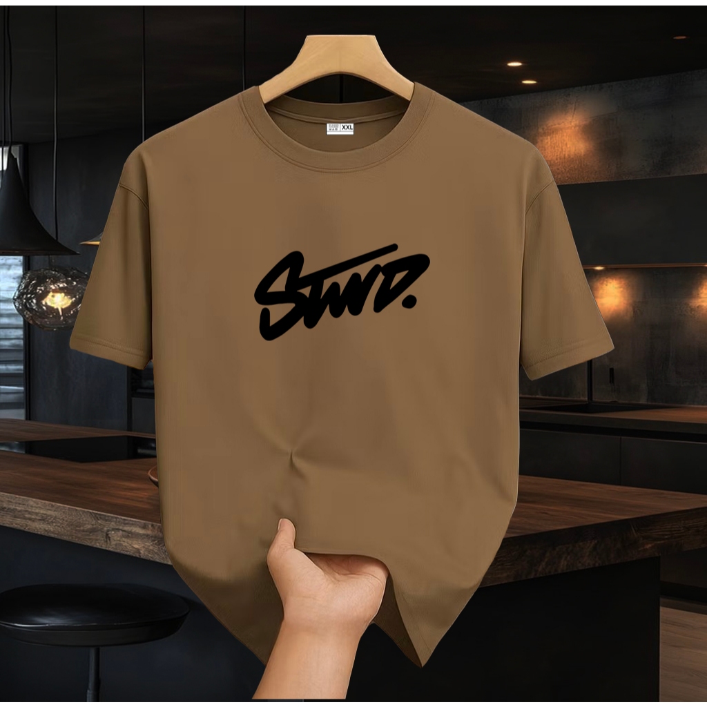 เสื้อยืดแขนสั้นผู้ชายและผู้หญิง / เสื้อ STWD สีดํา / คุณภาพระดับพรีเมียม 24s Combed Cotton Distro เส