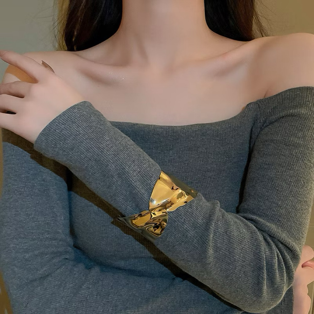 Mylabel_id ARM CUFF BANGLE TWISTED GOLD SILVER ARM BRACELET
