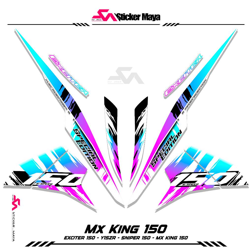 Striping Mx King 150 Sticker Y15zr Sticker Mx King150 Sniper150 Mxi Jupiter Mx Ink. สติ๊กเกอร์ลาย 8 