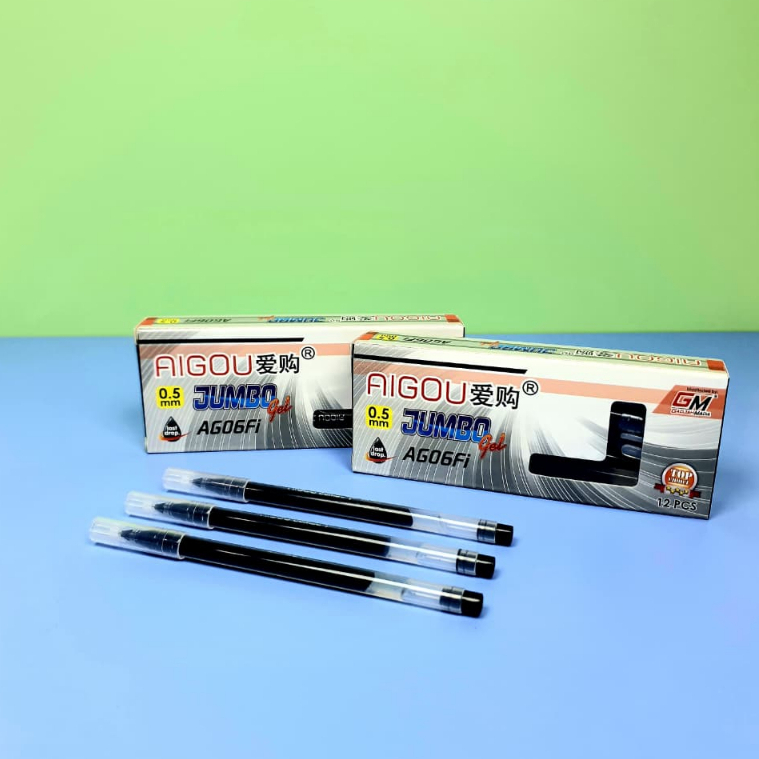 (1 กล่อง/12 ชิ้น) JUMBO GM-06Fi ปากกาเจล 0.5 มม. GADJAH MADA