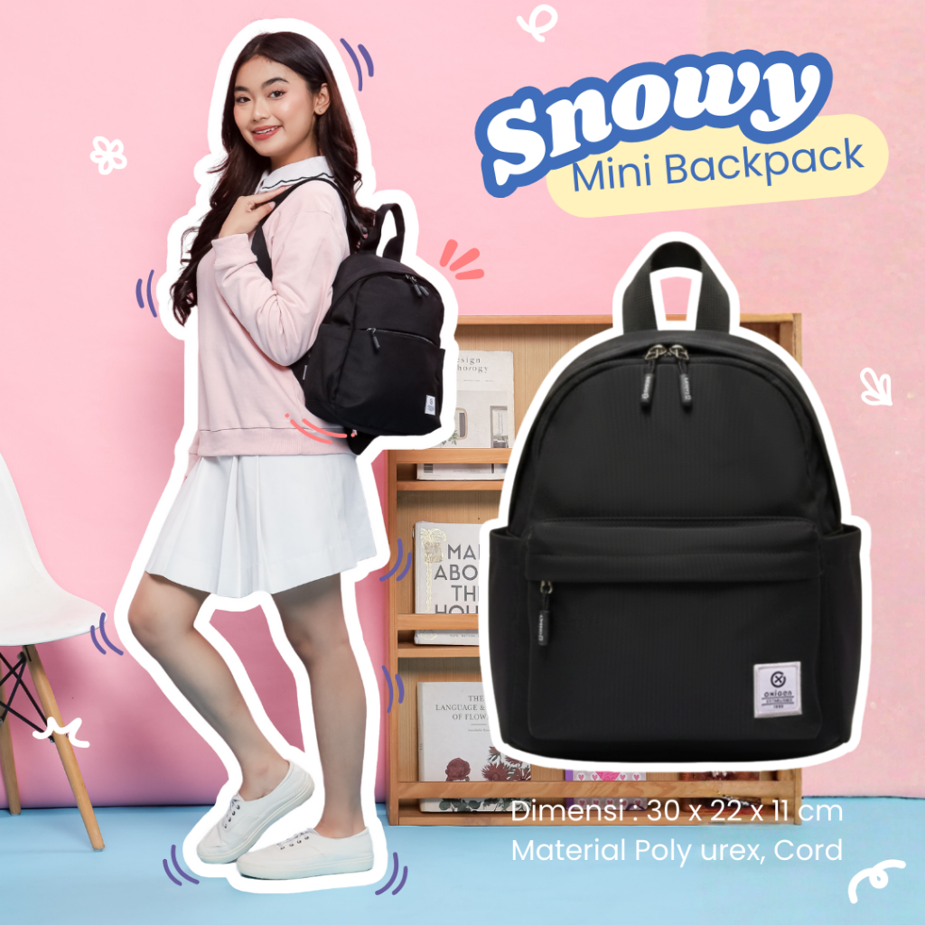 Oxigen Snowy Mini Backpack กระเป๋าเป้แล็ปท็อปโพลีเอสเตอร์ทันสมัยของผู้หญิงสําหรับโรงเรียนและทํางาน