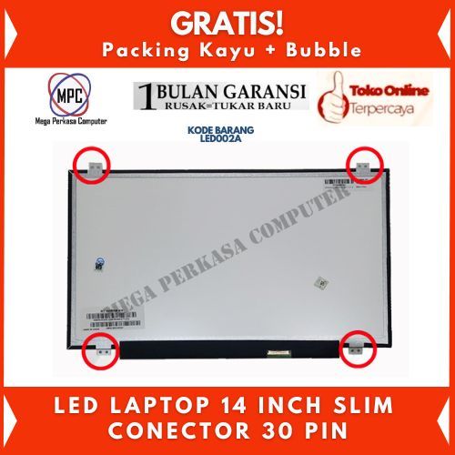 Lcd Led แล็ปท็อป 14 นิ้ว Slim 30 Pin หูด้านล่าง HD 1366x768