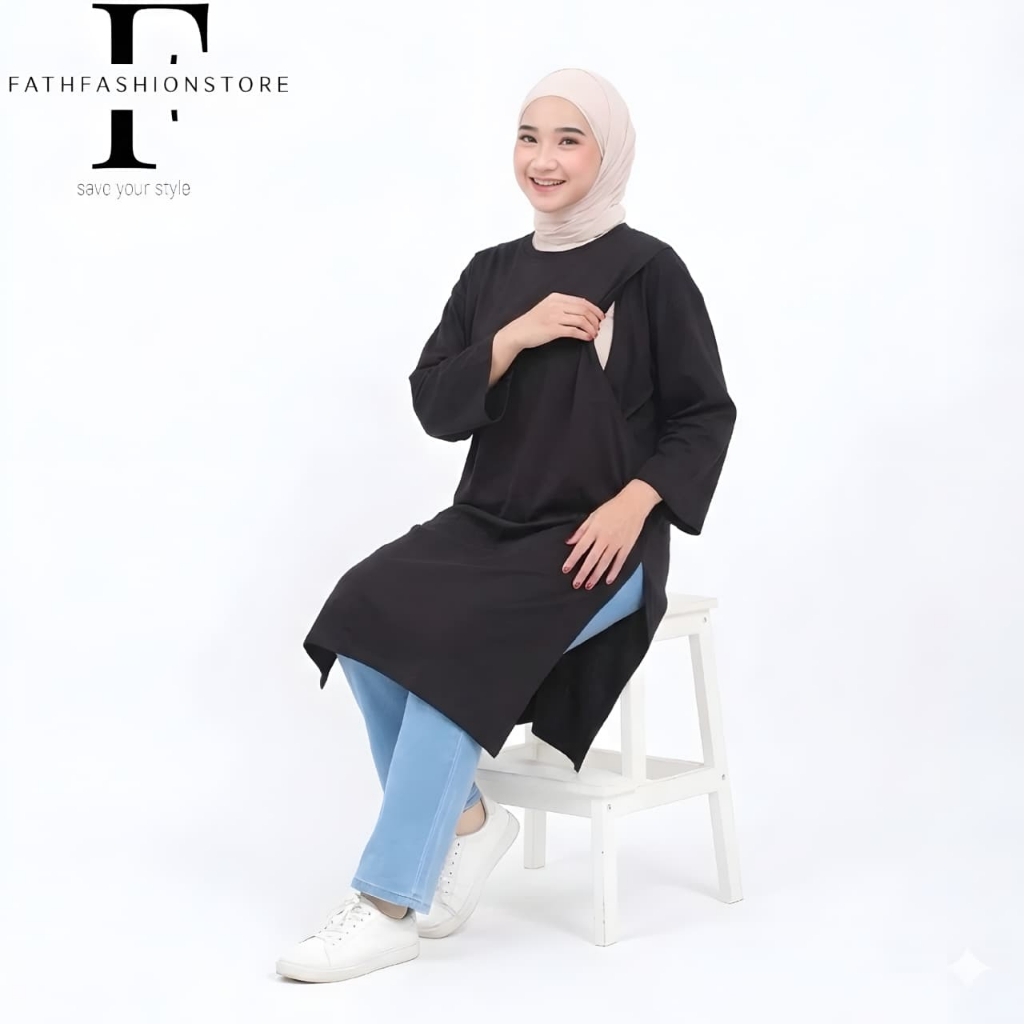 KATUN Premium Nursing Friendly Womens Tunic T-Shirt | Jumbo Midi Tunic ผลิตจากวัสดุเสื้อยืดผ้าฝ้าย 2