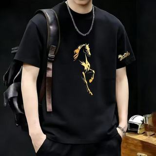 Kaos Pria Viral 2026 / T-shirt Pria Putih Motif Kuda Emas Premium / Kaos Oversize Korean Style / Baju Pria Murah Berkualitas