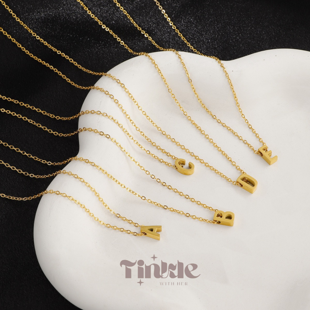 INITIAL NECKLACE ALPHABET NECKLACE PREMIUM TITANIUM NECKLACE สร้อยคอผู้หญิง