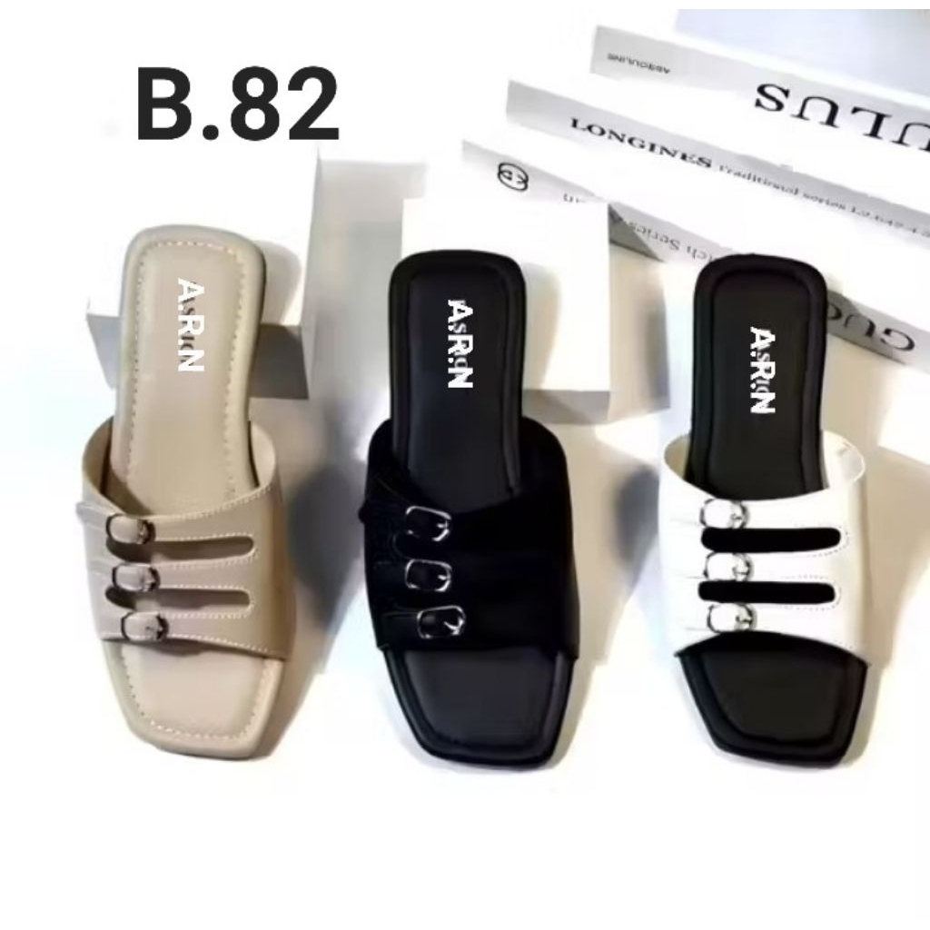 รองเท้าแตะส้นเตี้ยสําหรับผู้หญิงพร้อมหัวเข็มขัด 3 B82