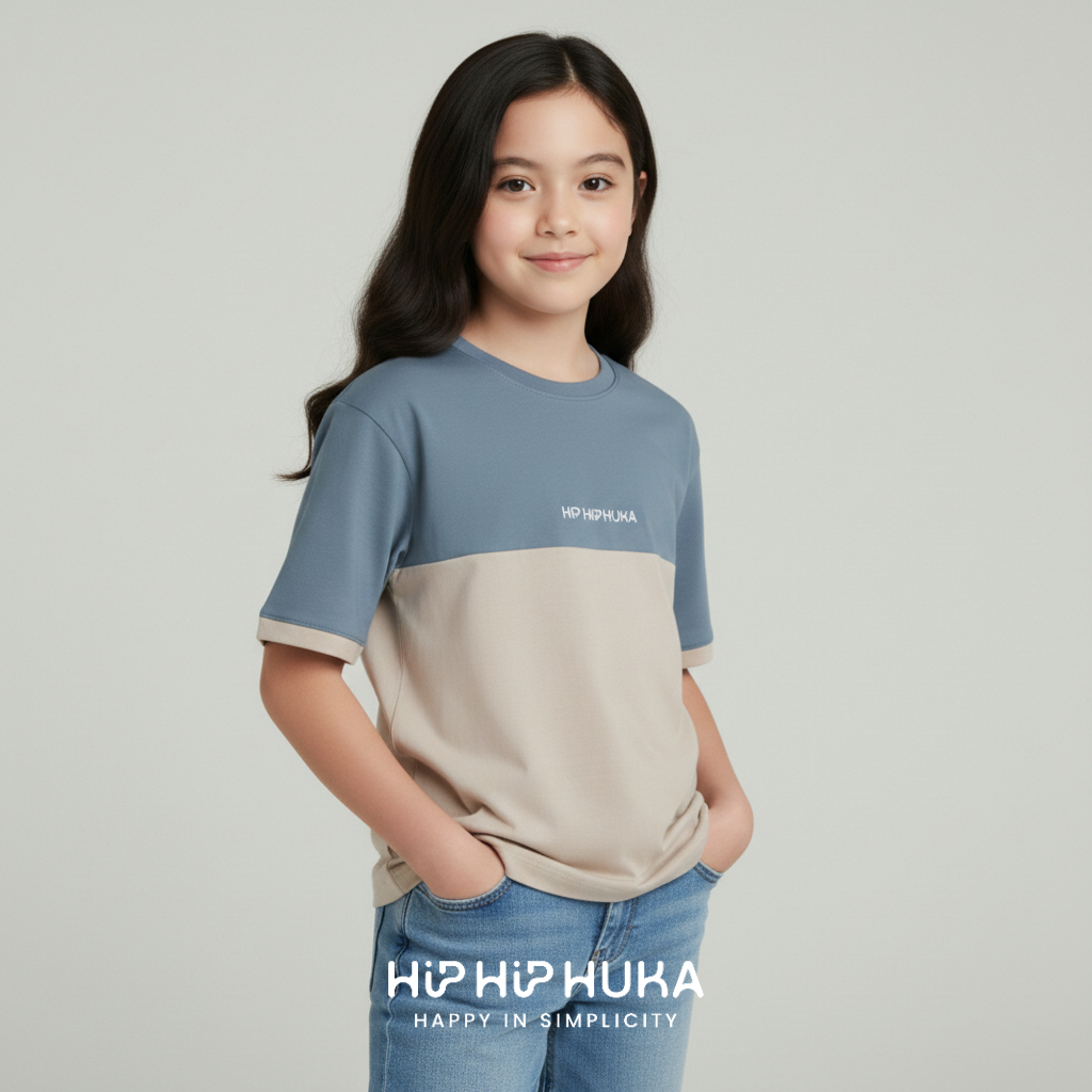 HipHipHuka - เสื้อยืดแขนสั้นเด็กผู้หญิง Earth Tone Cotton Combed Dwipa Series เสื้อยืด