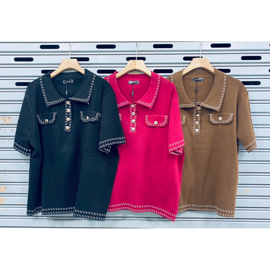 YYPY-077 Orchid Oversize Top Womens Oversize Bigsize Short Sleeve Collar Top