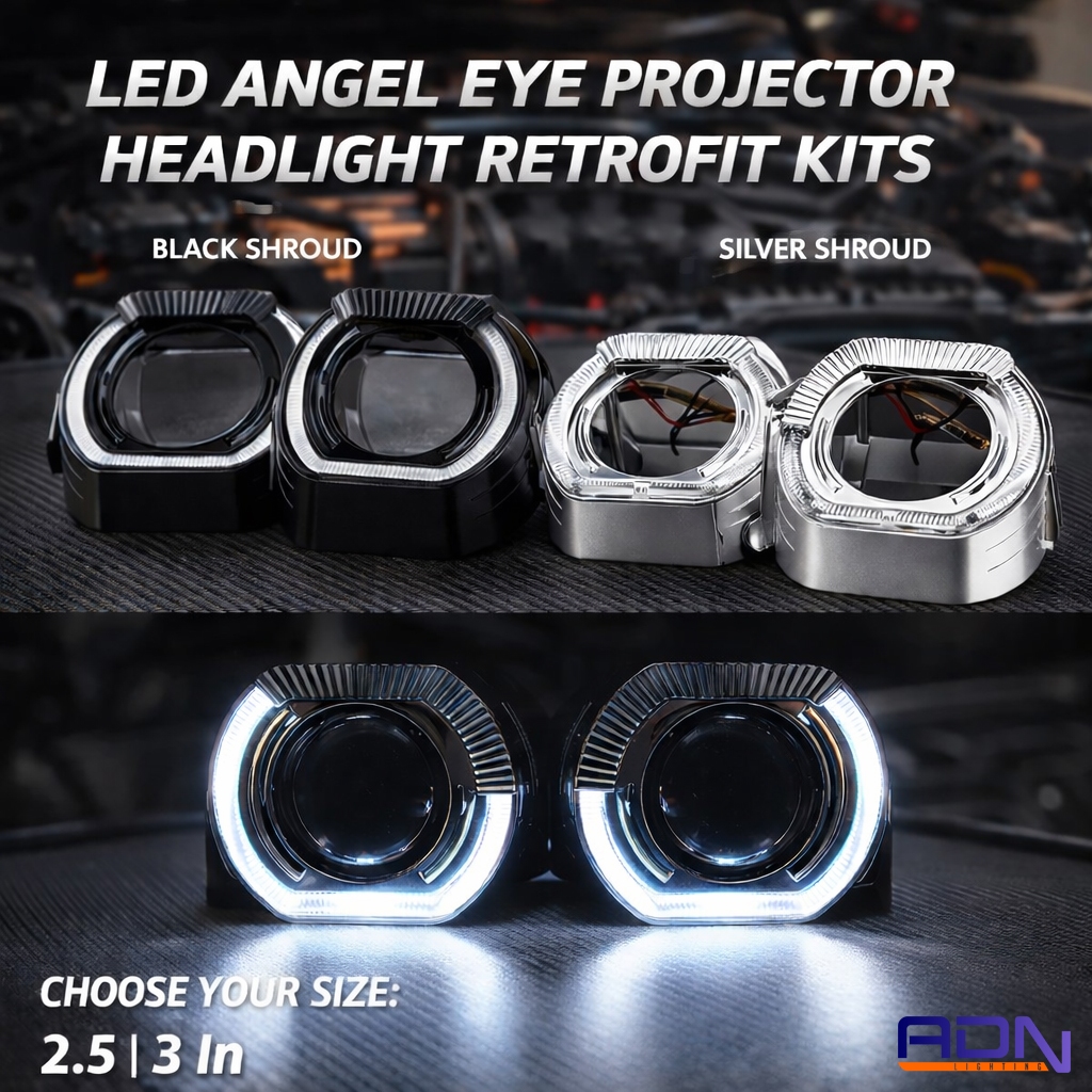 2 ชิ้น Shroud โปรเจคเตอร์ BILED BMW Sport Xsport Angel eye คริสตัลโปรเจคเตอร์ 3 นิ้ว 2.5 นิ้ว ADN