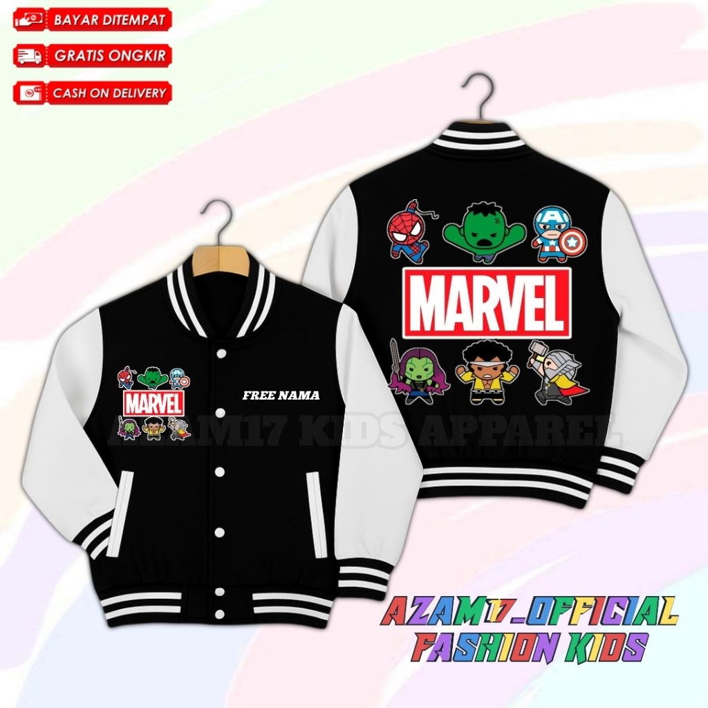 Marvel Kids Varsity Baseball Jacket All Character Free Name / Marvel Studio Captain Marvel Baseball 