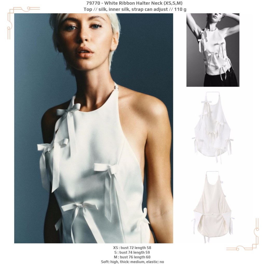 LOL70 - คล้องคอริบบิ้นสีขาว (XS,S,M) - ตัวท็อป 2601