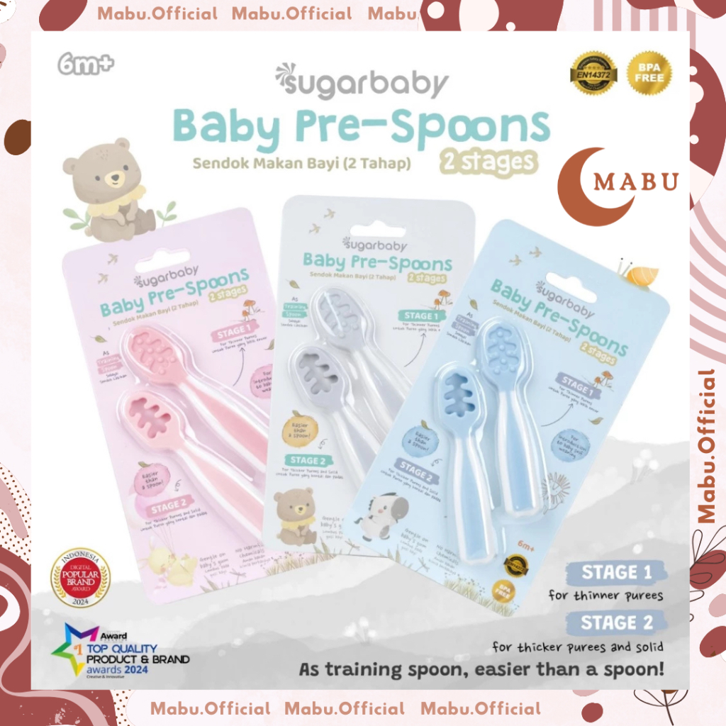 Sugarbaby Pre Spoon 2 Stages Baby Learning Spoon / Training Spoon / Baby MPASI Eating Utensils