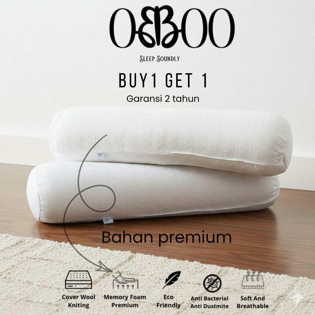 Obboo Sleep Soundly ซื้อ 1 แถม 1 - ซื้อ 1 แถม 1 (2 หมอนข้าง) โฟมหน่วยความจําระดับพรีเมียม - ปกถักขนส