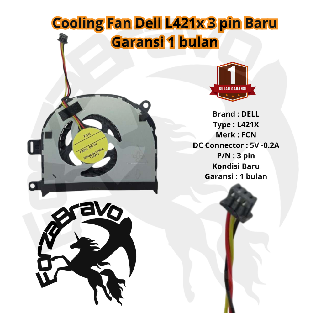 DELL พัดลมระบายความร้อนสําหรับ XPS 14Z L421x L411Z - 3 PIN FCNDC 5V-0.2A รับประกัน 1 เดือนใหม่