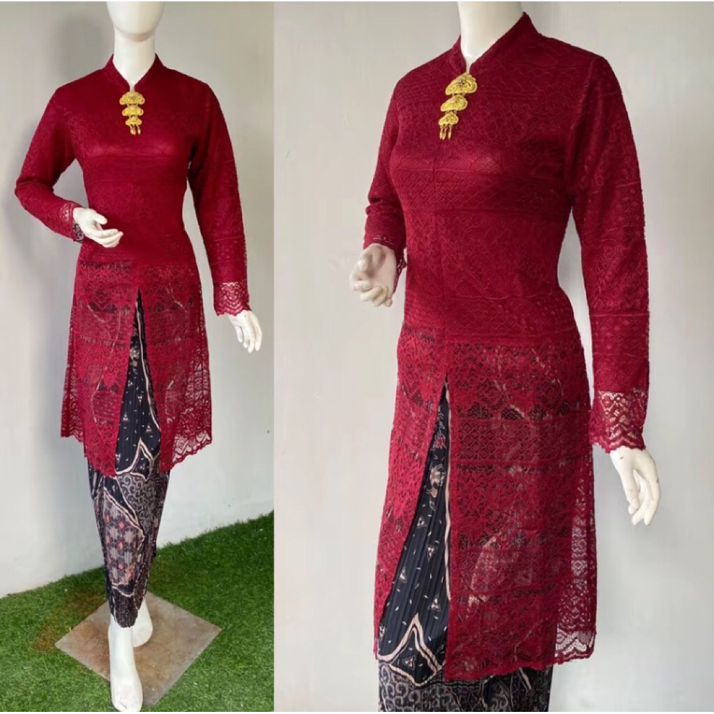 Modern Brocade Kebaya สําหรับพยาบาลพร้อมกระโปรงผ้าไหม / Modern Kebaya / Modern Brocade Kebaya มีซิปด