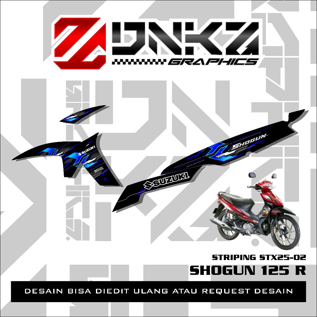 DNKZ สติ๊กเกอร์ Shogun 125 R / FI รูปลอก Striping Shogun 125 FI สีดํา STX25-02