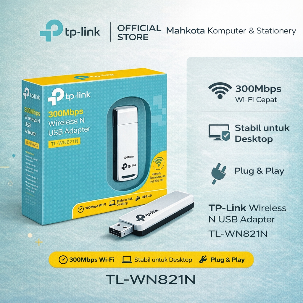TP-Link TL-WN821N อะแดปเตอร์ USB WiFi 300Mbps ของแท้ – Wireless N