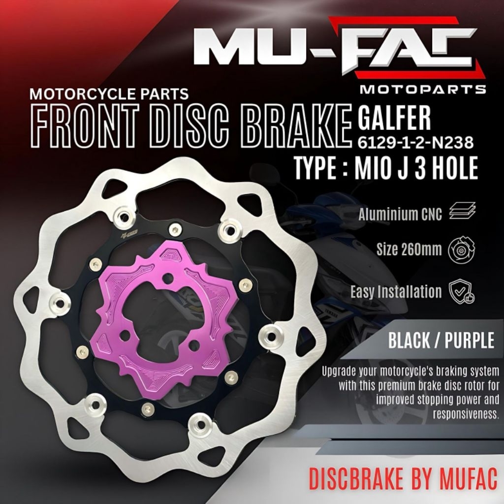 GALLER จานหน้า 260 มม. Mio J, Mio Soul GT115, Fino125, Mio M3, Xeon GT125, Soul GT125 Pnp