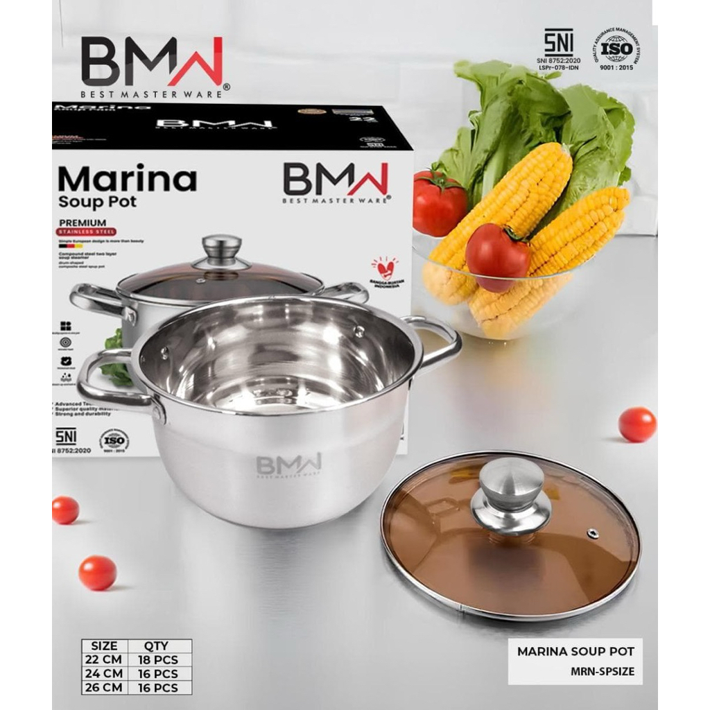 BMW MARINA SOUP POT POT 22 CM SUS 316 STAINLESS SATISFIED THICK ต้นฉบับอย่างเป็นทางการ!