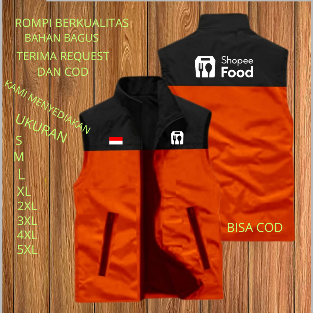 ขายร้อน!!! ผู้ชาย Spd Vest Driver ShopeeFood Vest ล่าสุดผู้ชาย Ojol Driver Online