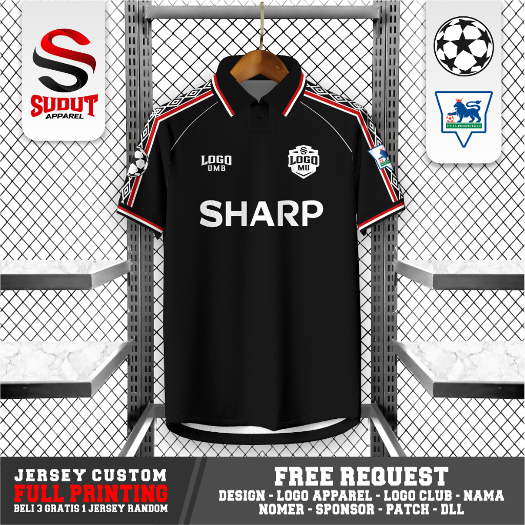 FANTASY ARMY FOOTBALL JERSEY HOME 98-99 สีดําพิมพ์เต็ม