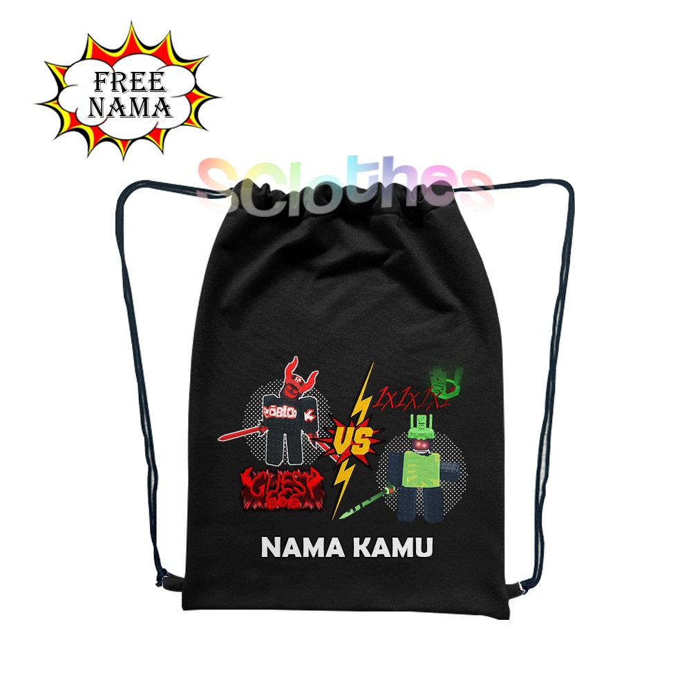 String Bag Drawstring Bag สําหรับเด็ก PAUD TK Stealth Character a Brainrot 1x1x1x1 vs Guest 666 in R