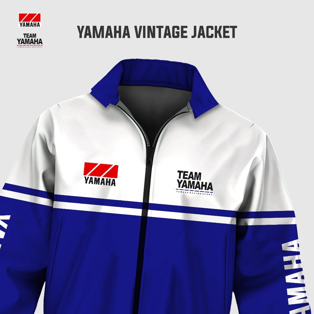 วินเทจยามาฮ่าแจ็คเก็ตเสื้อกันลม | เสื้อแจ็คเก็ตมอเตอร์ไซค์พิมพ์ลายเต็มย้อนยุคยามาฮ่า