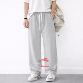Dryrha Celana Sweatpants Baggy Pria Bahan Fleece - Celana Longgar Basic untuk Pria dan Wanita