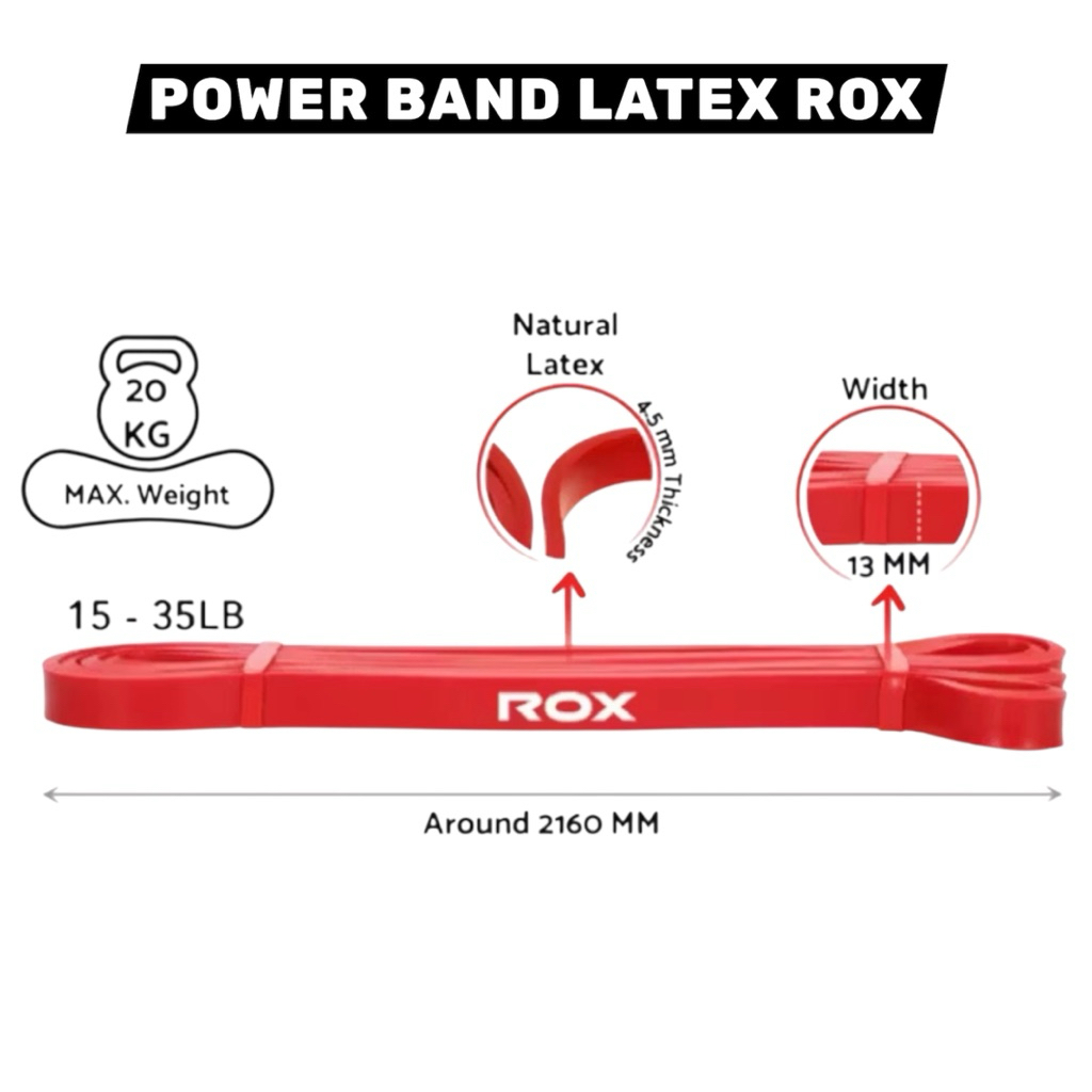 ROX - Resistance Full Body Power Band / Long Resistance Band / Rubber Fitness Gym 13MM