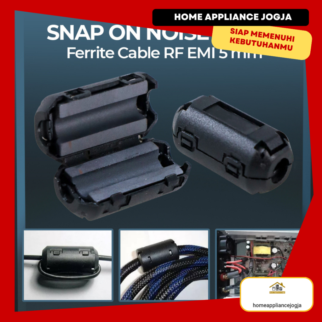 [HAJ] TDK Snap On Noise Filter Ferrite Cable RF EMI 5 mm 3605 สีดํา