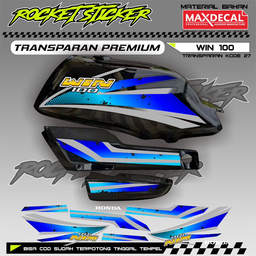 WIN Striping WIN สติกเกอร์ Variation WIN UV TRANSPARENT CODE 27 PREMIUM MAXDECAL MATERIAL