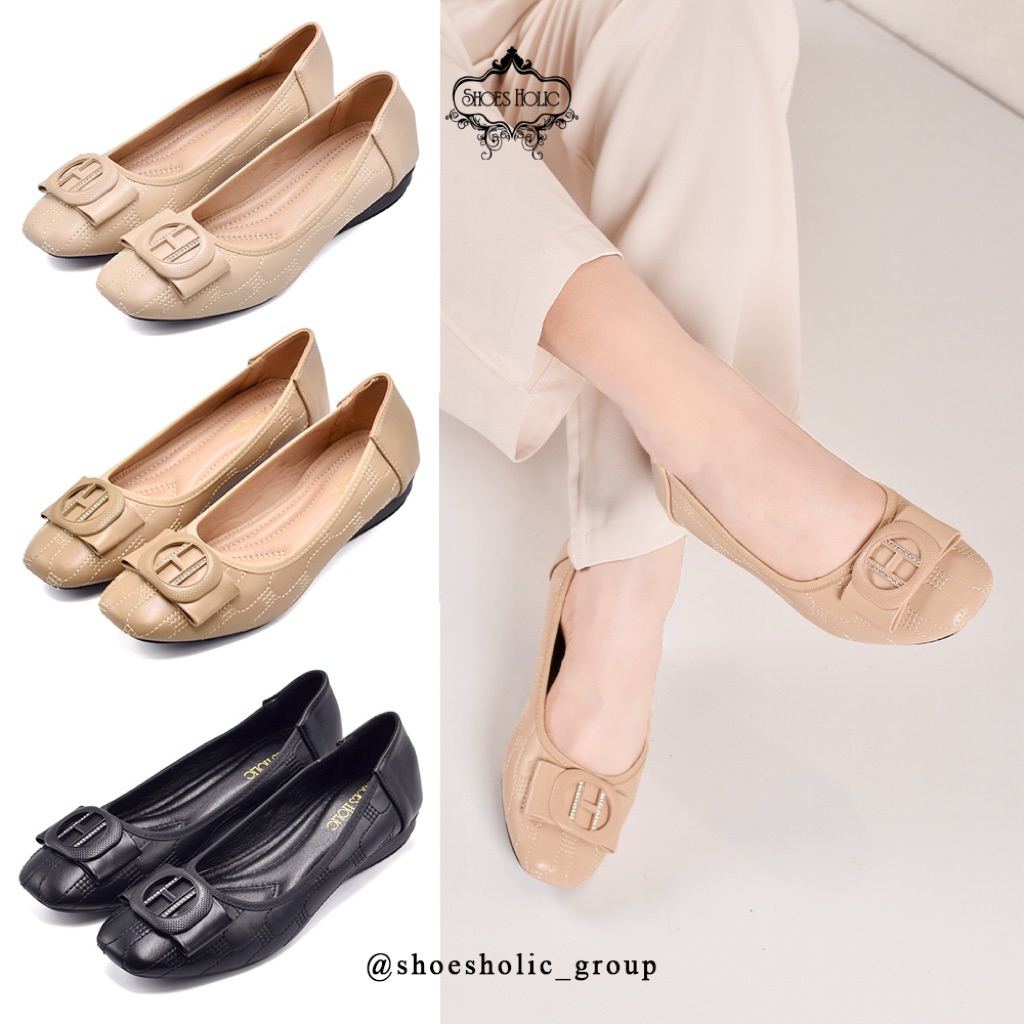 รองเท้าส้นแบนผู้หญิงนําเข้าระดับพรีเมียม SH JS1114-A6 [3 สี]