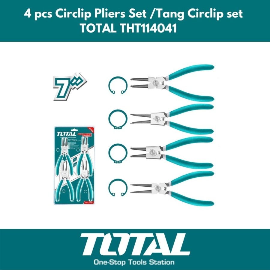 TOTAL ชุดคีมแหวน Snap 4 ชิ้น / ชุดคีมแหวนล็อคสลัก 4 ชิ้น / ชุดคีม 4 ชิ้น THT114041