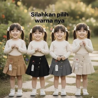 Rok Anak Perempuan//Paket Hemat 3 Pcs Sisi Skirts Usia 1-5tahun fhasion Cantik