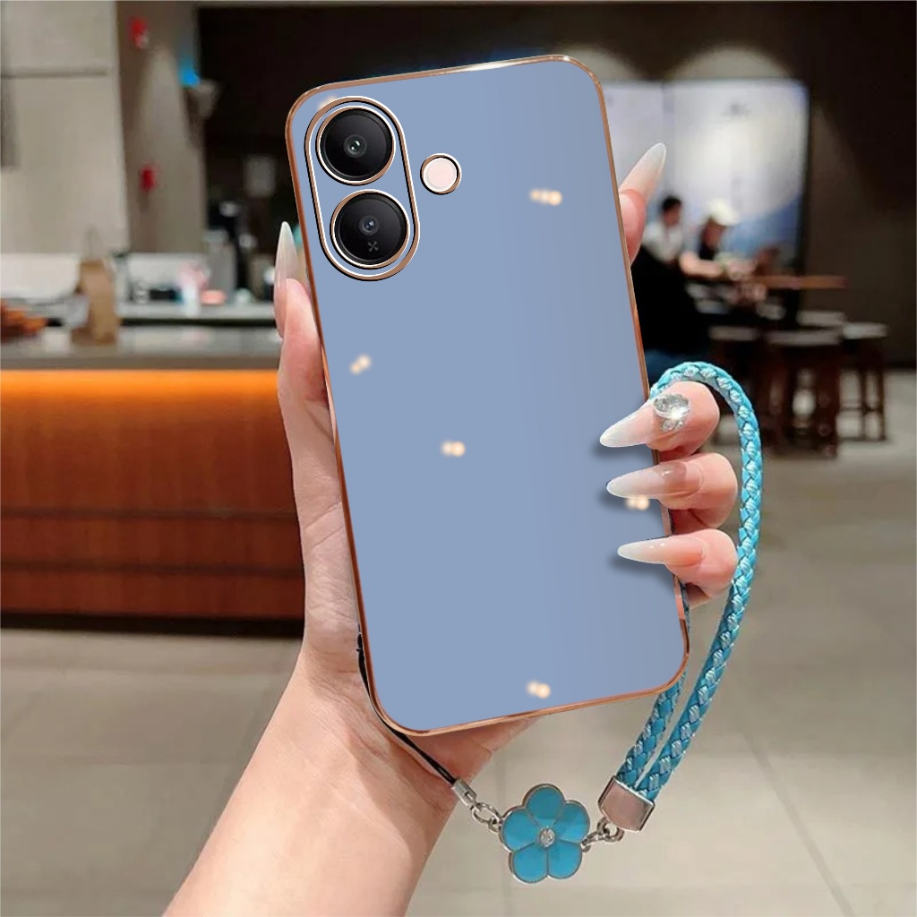 เคสนิ่ม Vivo V60 / V60 Lite 4G 5G ชุบGlossy Free Lanyard Flower Handphone