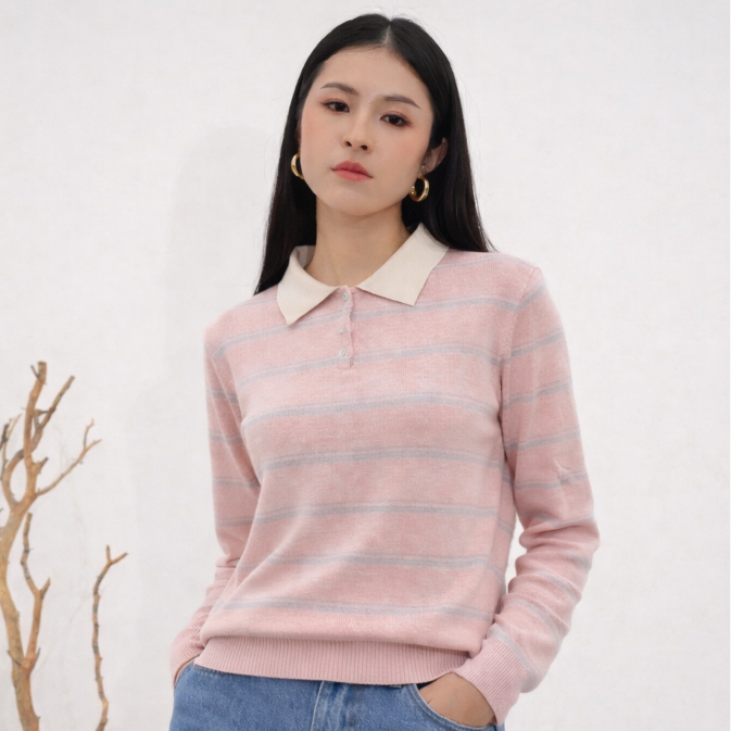 เสื้อผ้า MKY JIYOON STRIPED KNIT BLOUSE แขนยาว BLOUSE