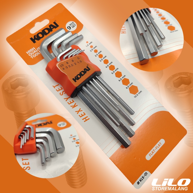 L Key Complete Set Hex Key แบนกลางยาว 9 ชิ้น