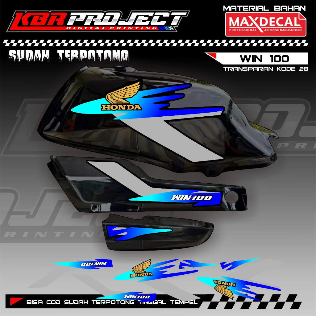 WIN 100 COOL PREMIUM TRANSPARENT STRIPING STICKERS HONDA RACING 28 VARIATION LINES ALREADY CUT