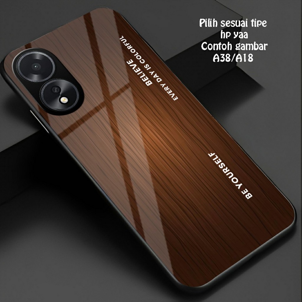 HP Oppo A38 A18 Glass Softcase - เคสโทรศัพท์ Oppo A38 A18 - Oppo A38 A18 Glossy Glass Softcase - Opp