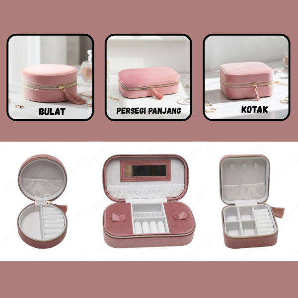 Emily Luxury กล่องเครื่องประดับกล่องเครื่องประดับจัดเก็บแหวน สร้อยคอ ต่างหู ขนาดเดินทาง EYO IF8944