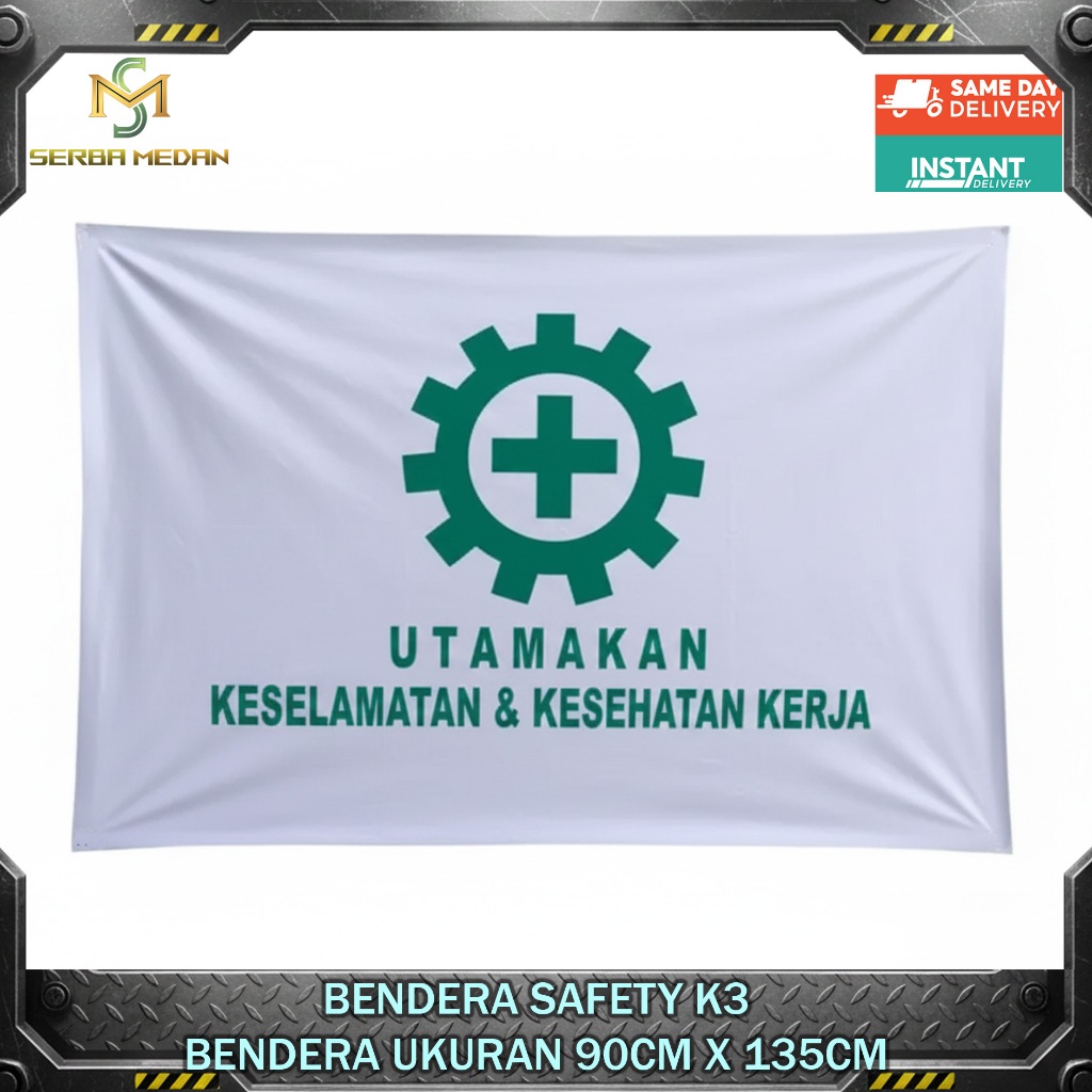ธงนิรภัย K3 Flag Satin Material 90x135cm Safety Flag Standard Department