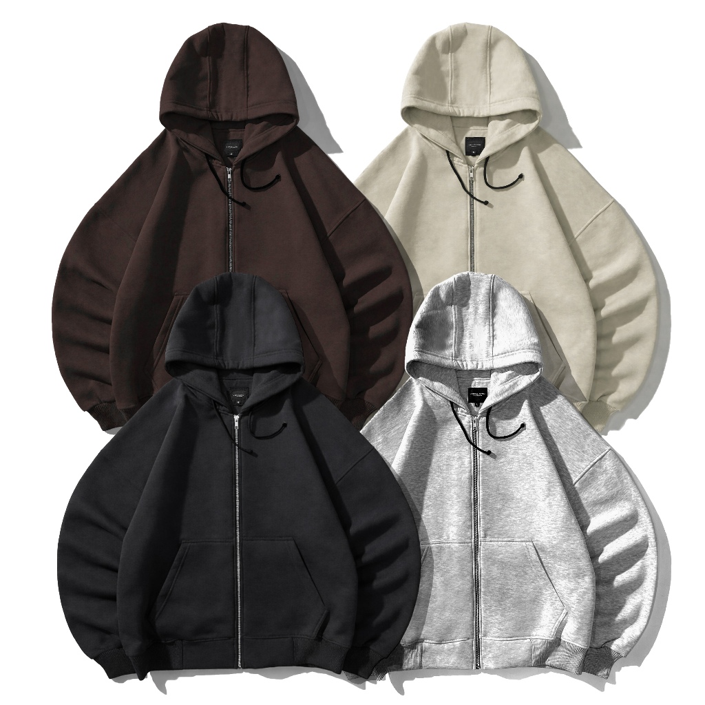 PLAIN BOXY ZIPPER HOODIE / PLAIN BOXY ZIPPER HOODIE สําหรับผู้ชาย