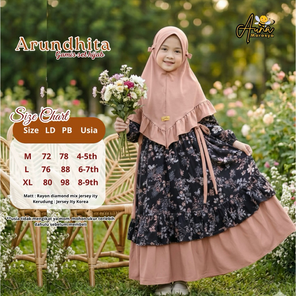 Auna Marasya ~ Arundhita gamis set ฮิญาบ gamis สําหรับเด็กผู้หญิง เรยอน เพชร
