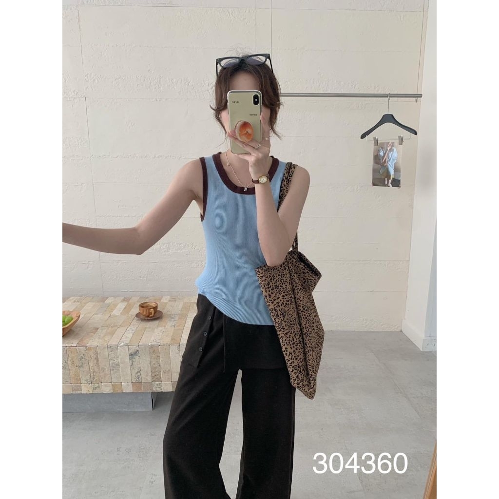 [LC] ONE-K 304360 TWO TONE KNIT TANKTOP