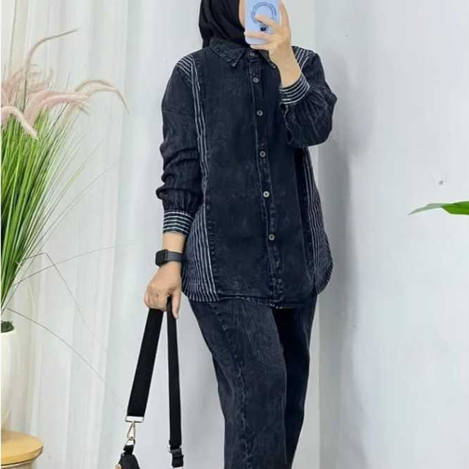 ALIYAH STRIPE JEANS SET