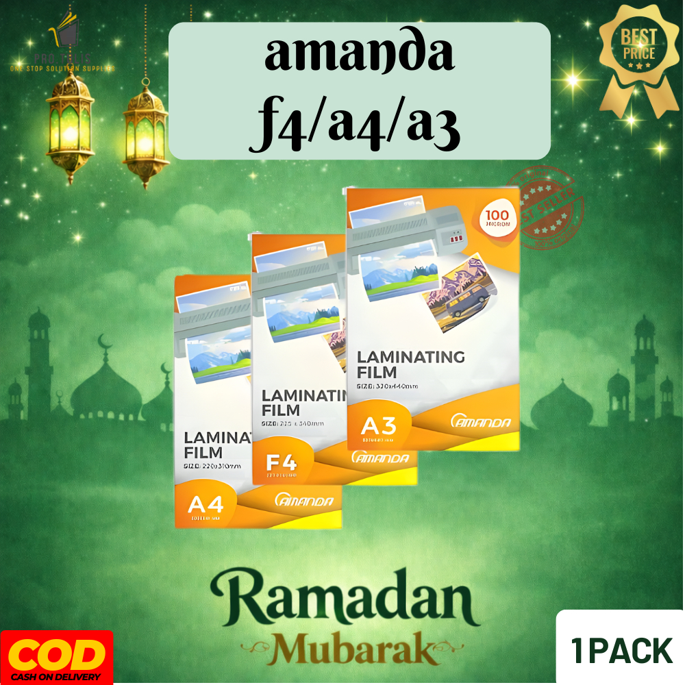 (1 แพ็ค 100 แผ่น) Amanda A4/F4/A3 เคลือบ – พลาสติกเคลือบหนาและใสสําหรับเอกสาร Pro Write