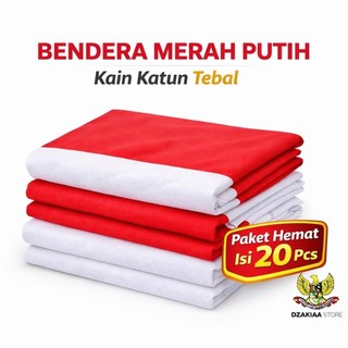 (Isi 20 Pcs)Bendera Merah Putih Kain Katun Tebal Harga Grosir - Cocok Untuk Kebutuhan Acara Banyak