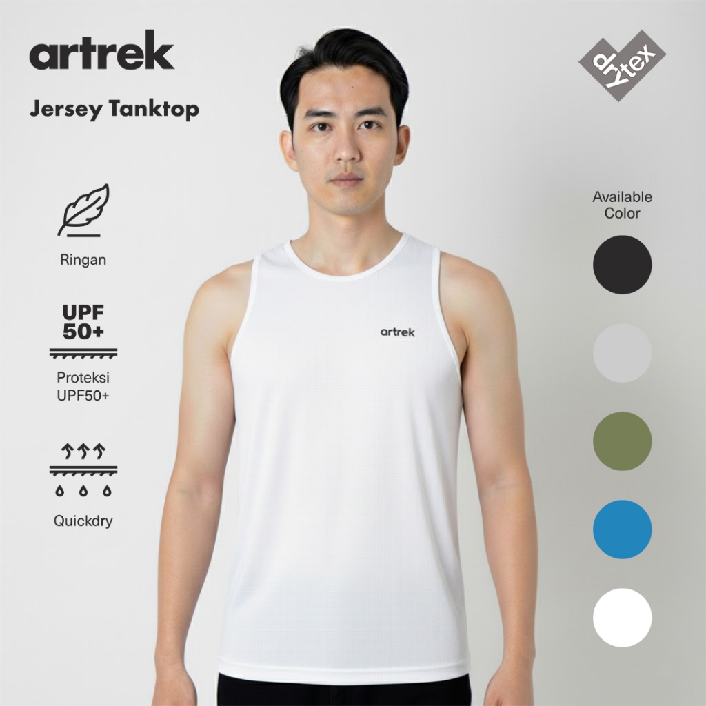 Artrek Active WHITE TANKTOP Mens Sports Tennis Padel Running Shirt Dry Fit Quick Dry Light ULTRALIGHT Quick DRY