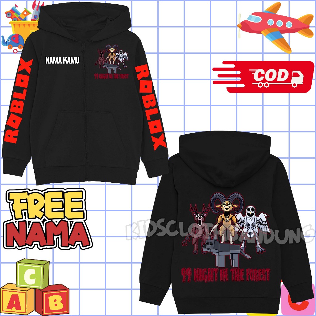 Roblox 99 Night in The Forest Character เสื้อแจ็คเก็ตเสื้อกันหนาวเด็กชื่อฟรี / 99 Night in The Forest Character เสื้อแจ็คเก็ตเด็กเสื้อกันหนาว