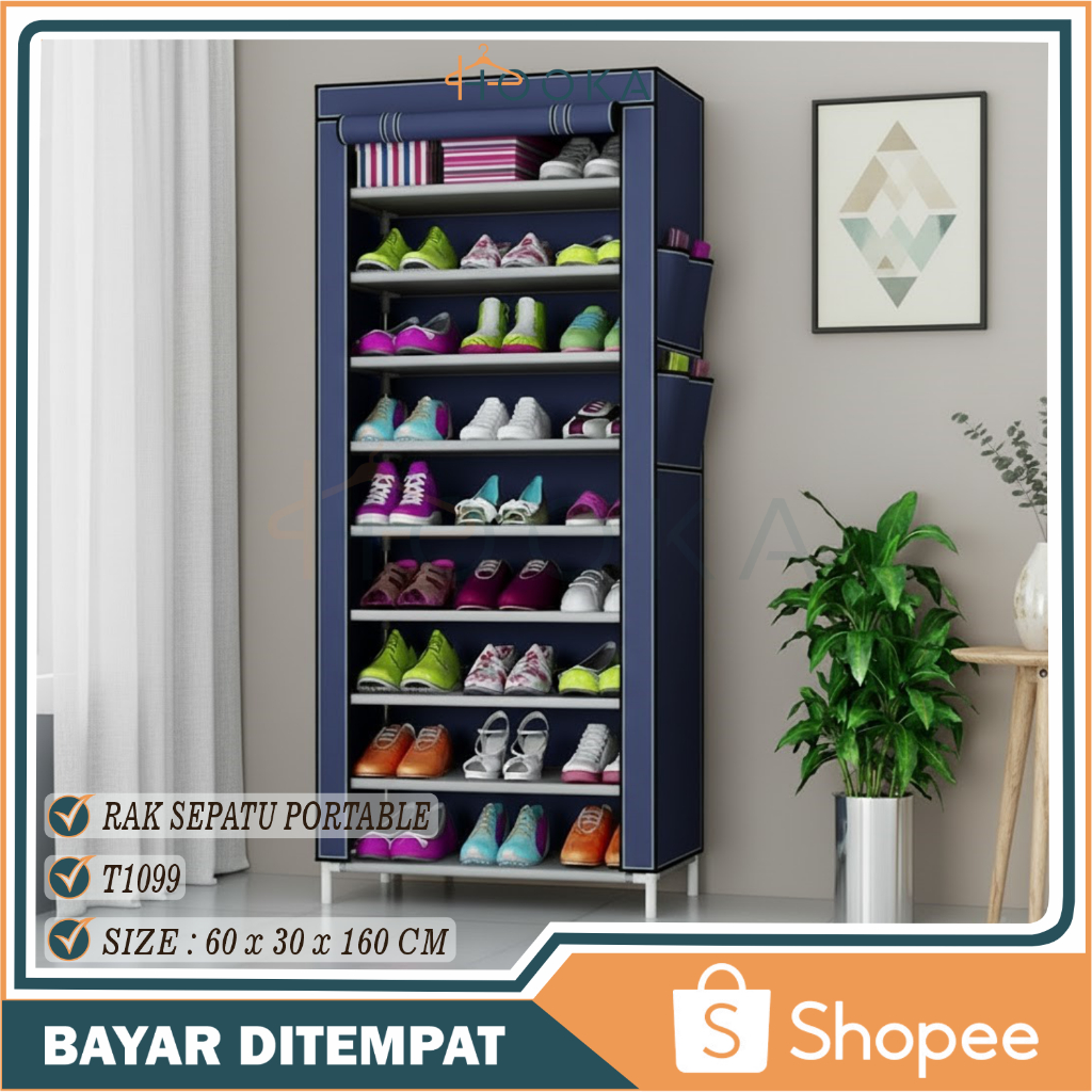 HOOKA ชั้นวางรองเท้าแบบพกพา 9 ชั้น 10 ชั้น / ชั้นวางรองเท้า / ชั้นวางรองเท้าแบบพกพา / ชั้นวางรองเท้า